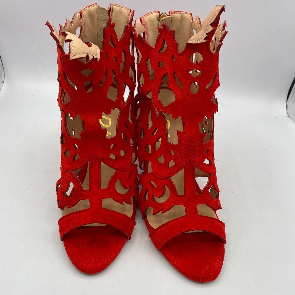 A YDN Red Block Heel Gladiators Strappy Sandal - Picture 8 of 9